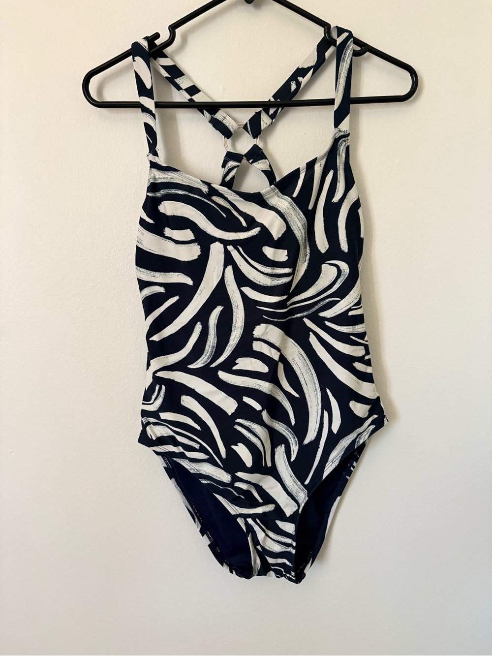 Hurley Navy and White Abstract One-Piece Swimsuit